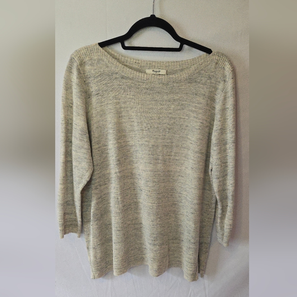 Madewell Women's Medium 100% Linen Heathered Tan Sweater